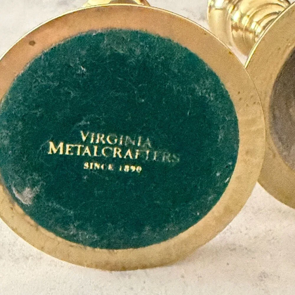 Vintage Virginia Metalcrafters Brass Single Taper Candlesticks Set of Two 5.25